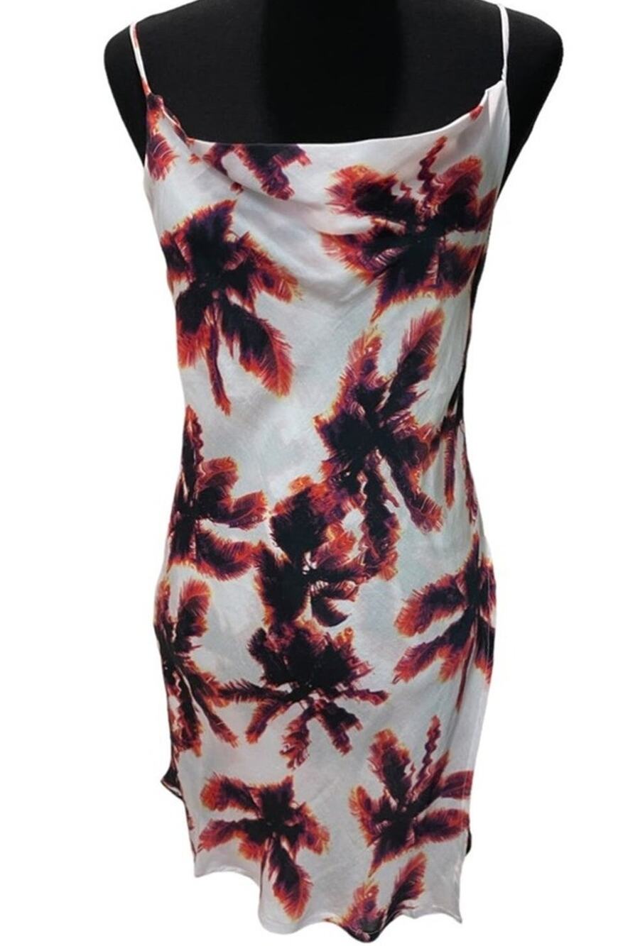 New ~ AREA STARS ~Palm Print Mini Dress In White Multi L 100% VISCOSE